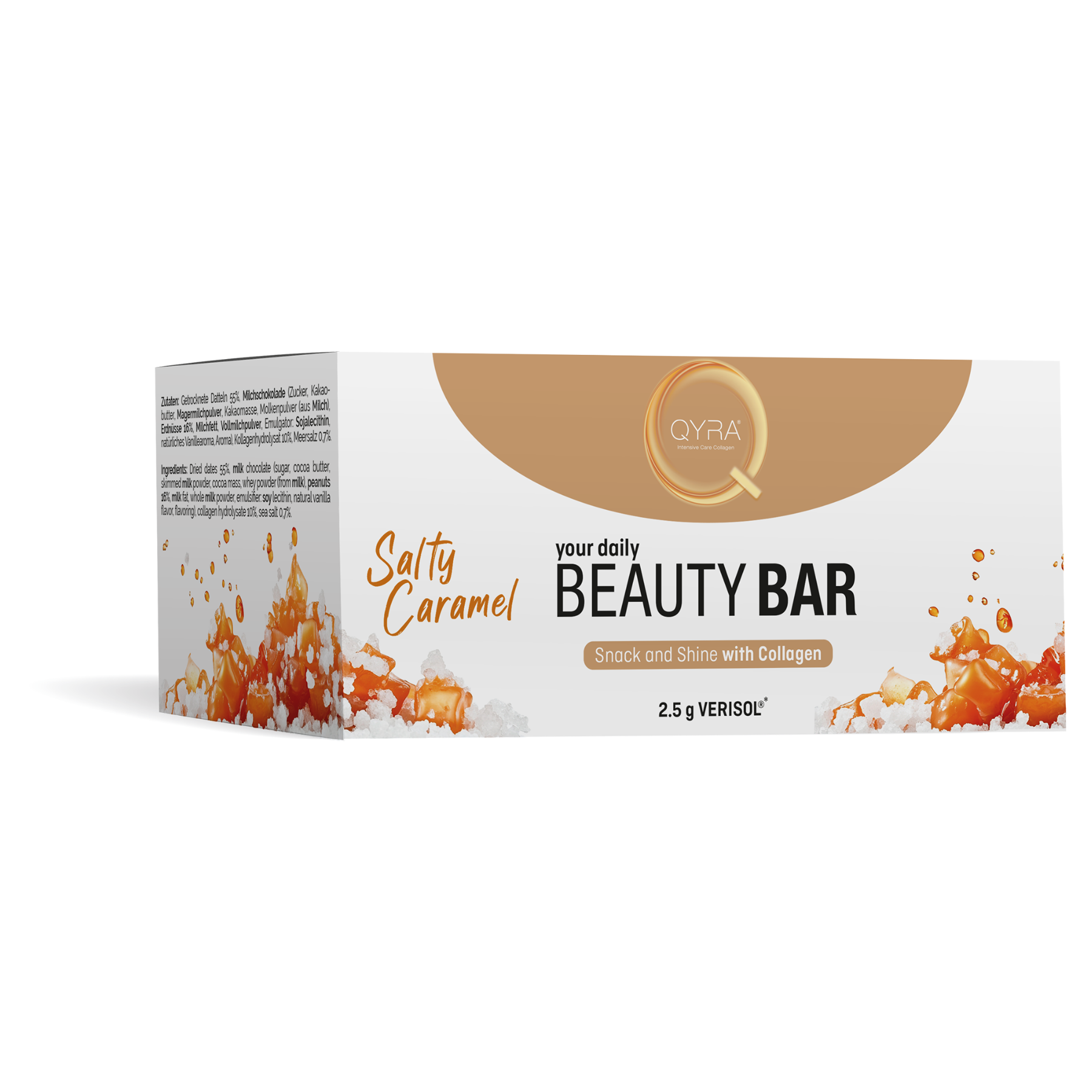 QYRA Kollagen Riegel Salty Caramel mit VERISOL® (7 Stück)