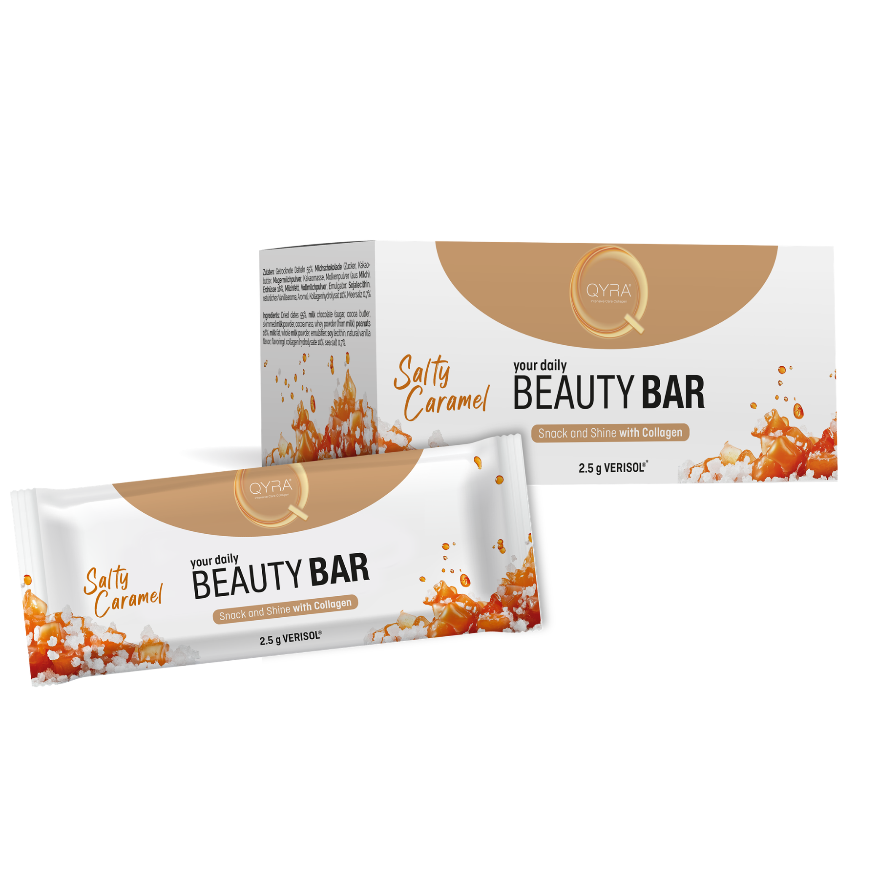 QYRA Kollagen Riegel Salty Caramel mit VERISOL® (7 Stück)